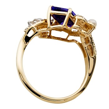 9ct Gold Tanzanite/Cubic Zirconia Cluster Ring size J